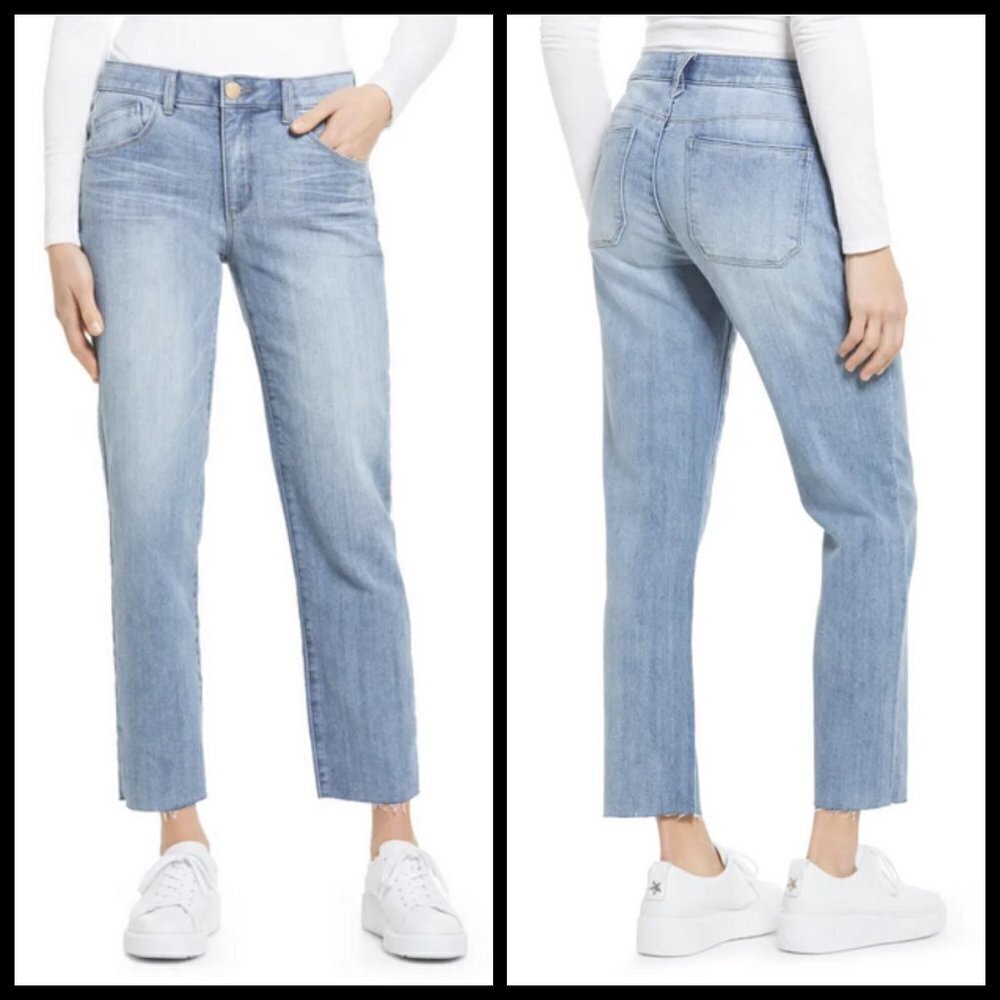 WIT & WISDOM 'Ab'Solution High Waist Raw Hem Crop Slim Straight Leg Jeans 6 NWT